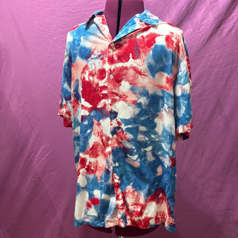 Men's Tie-Dye Button-Up Shirt Jaywalker 100% Rayon in great condition